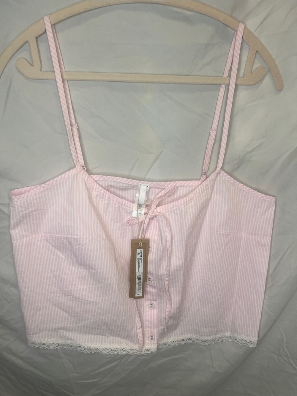 Skims Pink and White Striped Button-Front Shirt. - Picture 2 of 13